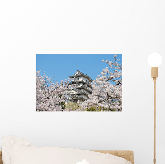 Cherry blossoms at Himeji castle Wall Mural