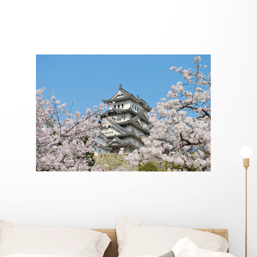 Cherry blossoms at Himeji castle Wall Mural