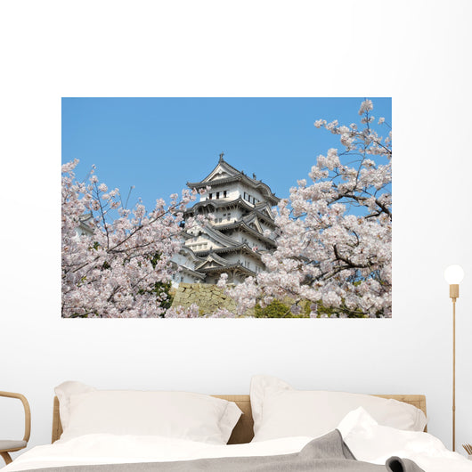 Cherry blossoms at Himeji castle Wall Mural