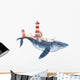 Nautical Watercolor Lighthouse Whale Wall Decal