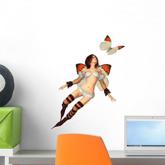 Orange Butterfly Fairy Wall Decal