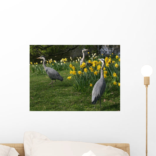 Three Herons Wall Mural