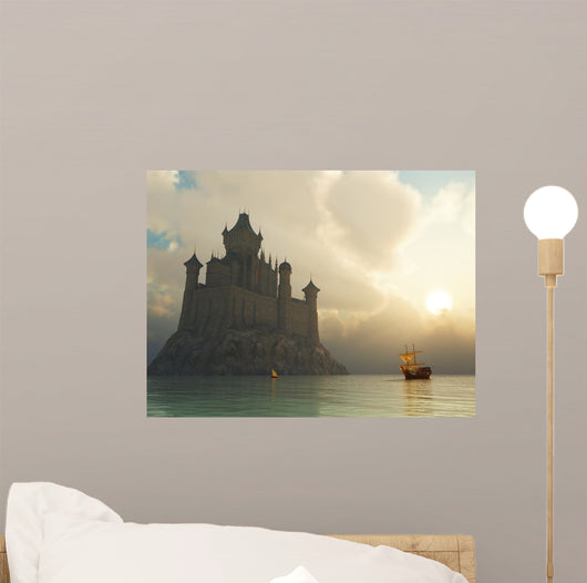 fantasy castle at sunset Wall Mural