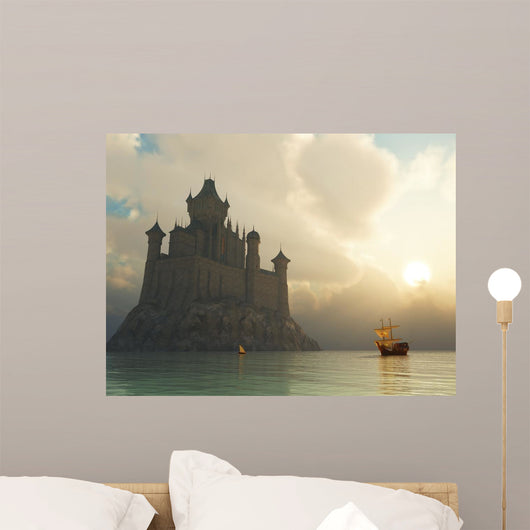 fantasy castle at sunset Wall Mural