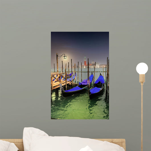 Venice Docked Gondolas Wall Decal