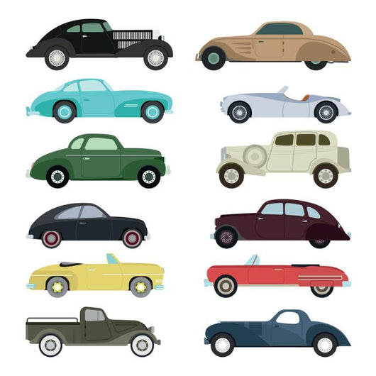 Various Automobiles Retro Car Wall Decal Sticker Set