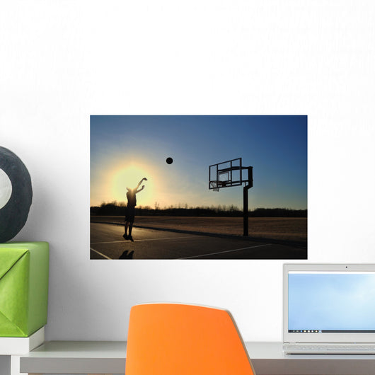 Teen Boy Shooting Basketball Wall Decal