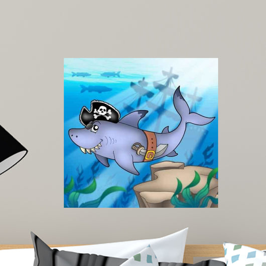 Cartoon Pirate Shark with Wall Decal