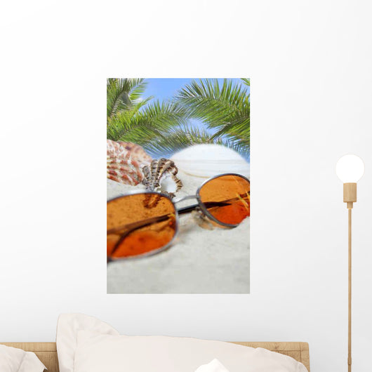 Sunglasses Beach with Seashells Wall Decal Design 3