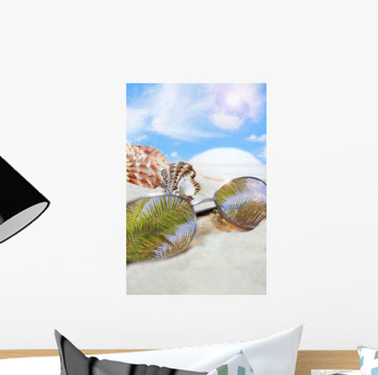 Sunglasses Beach with Seashells Wall Decal Design 2