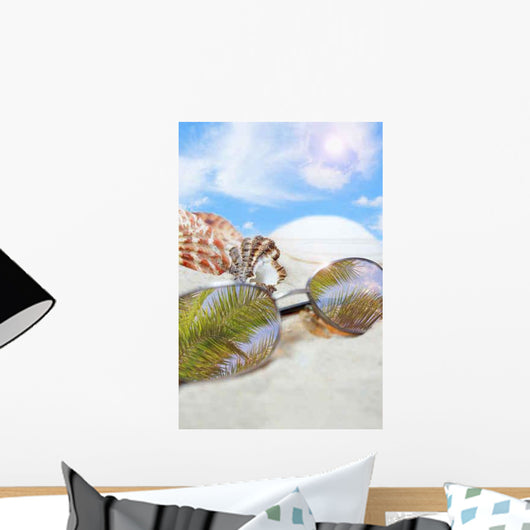 Sunglasses Beach with Seashells Wall Decal Design 2