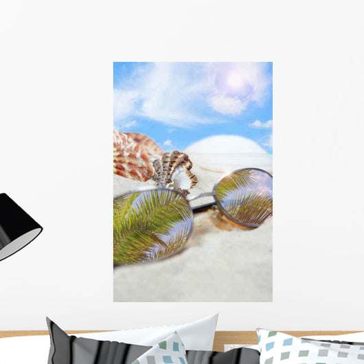 Sunglasses Beach with Seashells Wall Decal Design 2