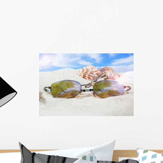 Sunglasses Beach with Seashells Wall Decal Design 1