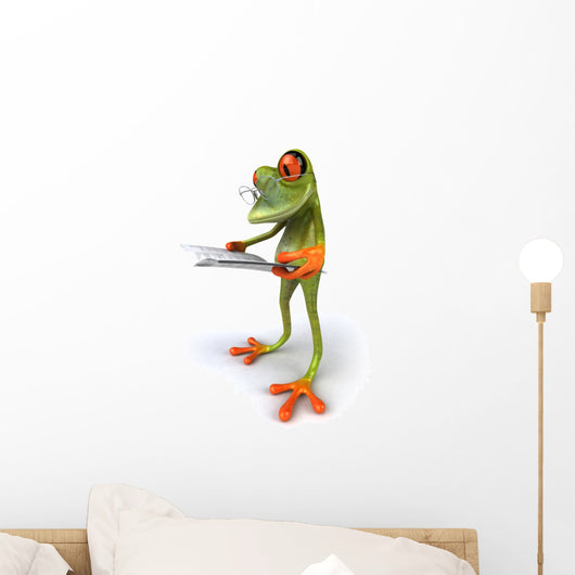 Frog with Newspaper Wall Decal