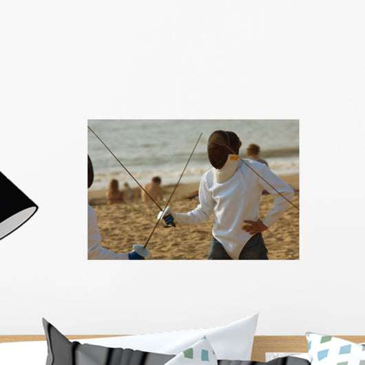 Fencing on the Beach Wall Mural
