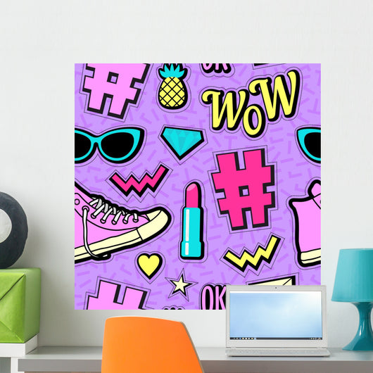 Vector Neon Pop 80s Wall Decal Design 3