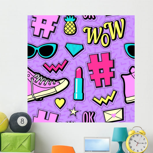 Vector Neon Pop 80s Wall Decal Design 3