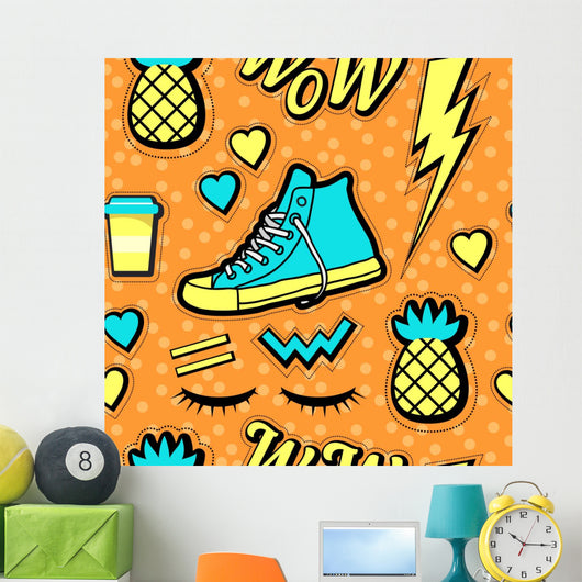 Vector Neon Pop 80s Wall Decal Design 1