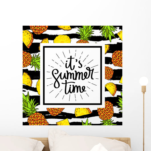 It's Summertime Illustration Pineapple Wall Decal
