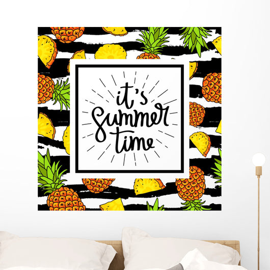 It's Summertime Illustration Pineapple Wall Decal
