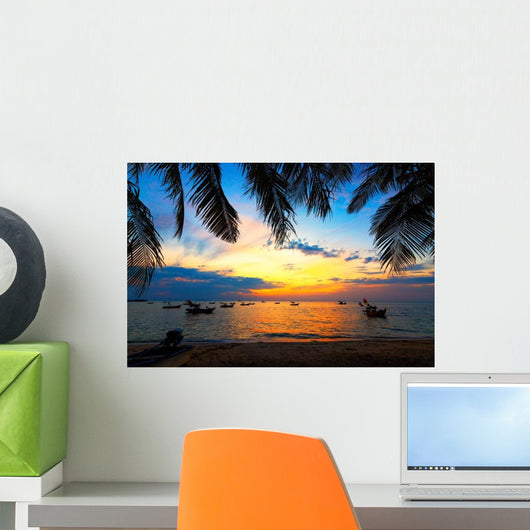 Dark Silhouettes Palm Trees Wall Decal