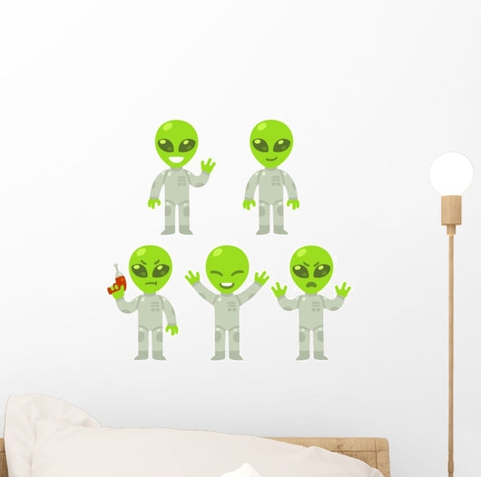 Cartoon Alien Set Wall Decal Sticker Set
