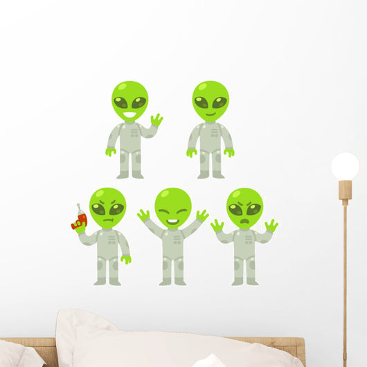 Cartoon Alien Set Wall Decal Sticker Set