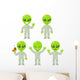 Cartoon Alien Set Wall Decal Sticker Set