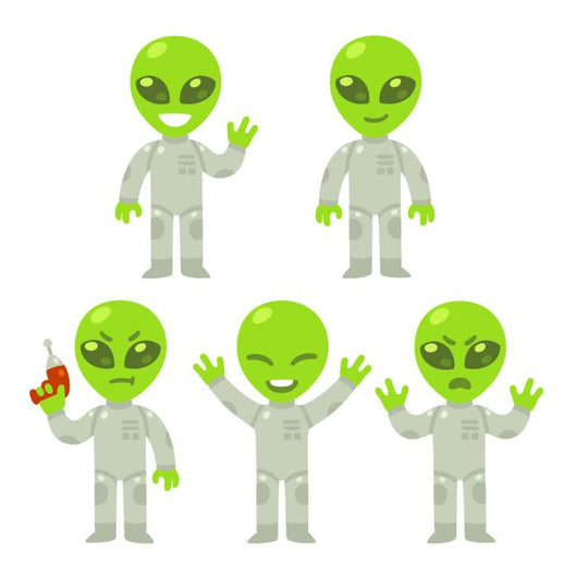 Cartoon Alien Set Wall Decal Sticker Set