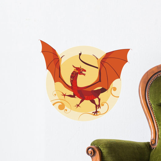 Red Western Dragon Wall Decal