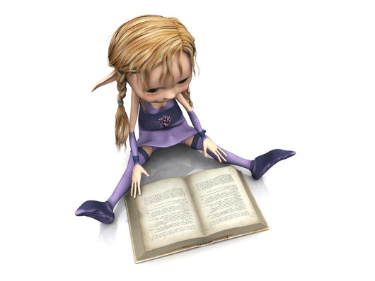 Cute Cartoon Girl Reading Wall Decal