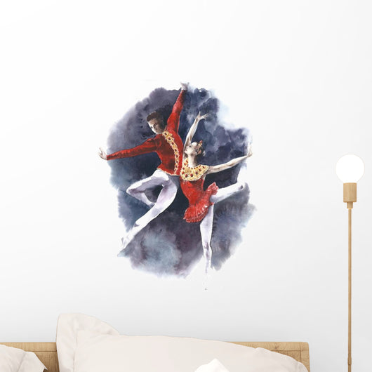 Watercolor Ballet Couple Dancers Wall Decal