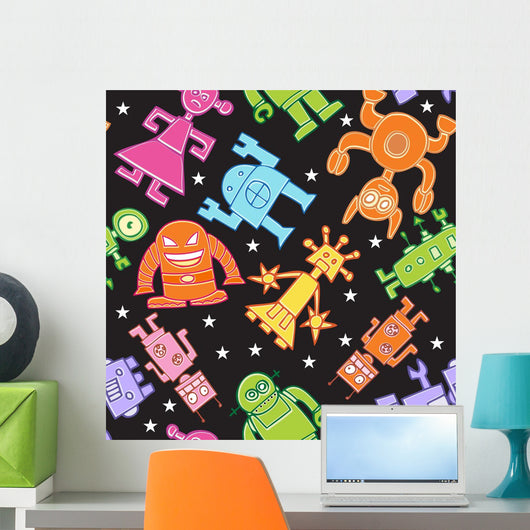 Robot Pattern Wall Decal