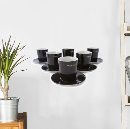 6 Espresso Cups Wall Decal