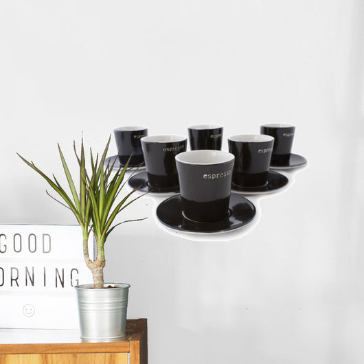 6 Espresso Cups Wall Decal