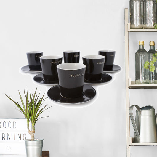 6 Espresso Cups Wall Decal