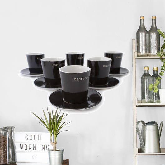 6 Espresso Cups Wall Decal