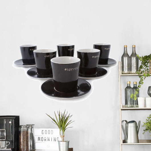 6 Espresso Cups Wall Decal