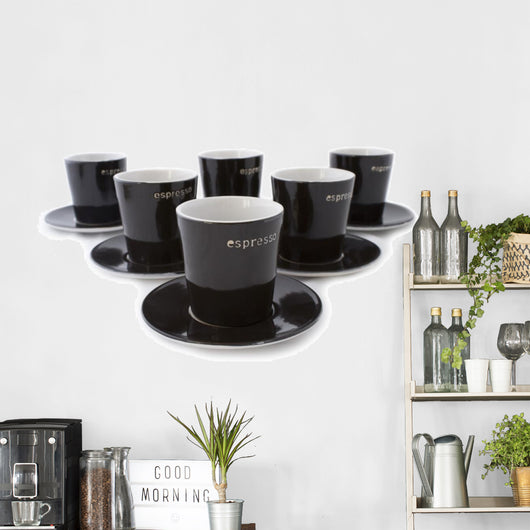 6 Espresso Cups Wall Decal