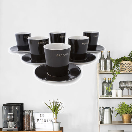 6 Espresso Cups Wall Decal