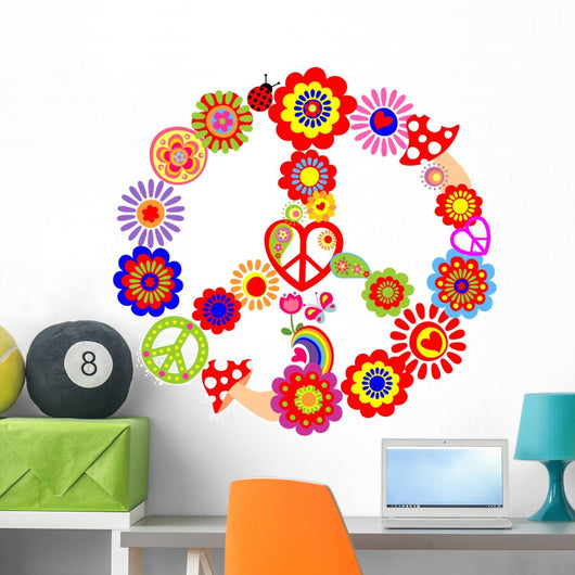 Childish Peace Flower Symbol Wall Decal
