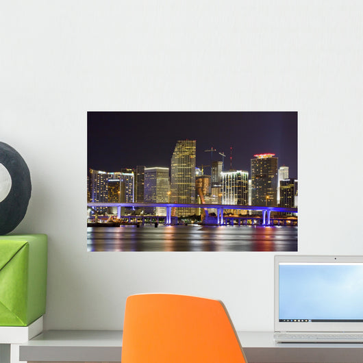 Colorful Night City Miami Wall Decal