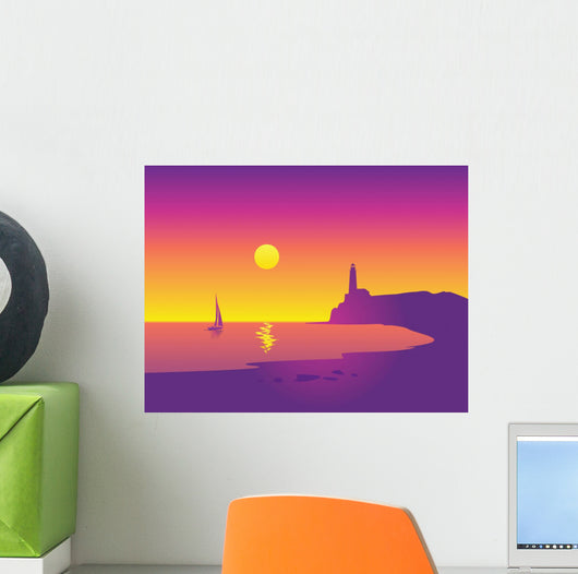Beautiful Seascape with Lighthouse Wall Decal