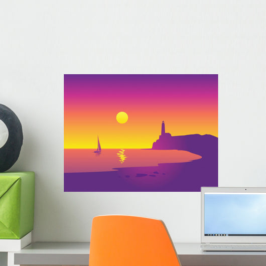 Beautiful Seascape with Lighthouse Wall Decal