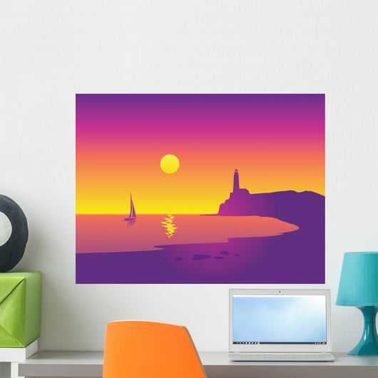 Beautiful Seascape with Lighthouse Wall Decal