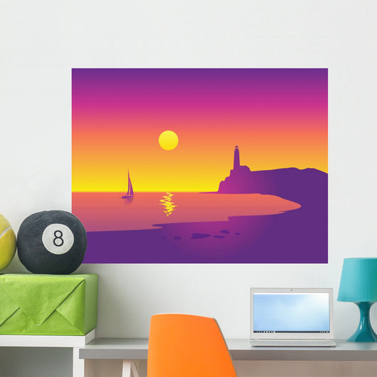 Beautiful Seascape with Lighthouse Wall Decal
