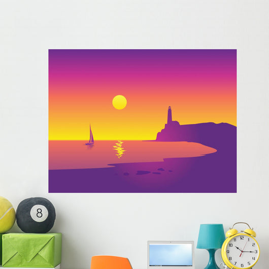 Beautiful Seascape with Lighthouse Wall Decal