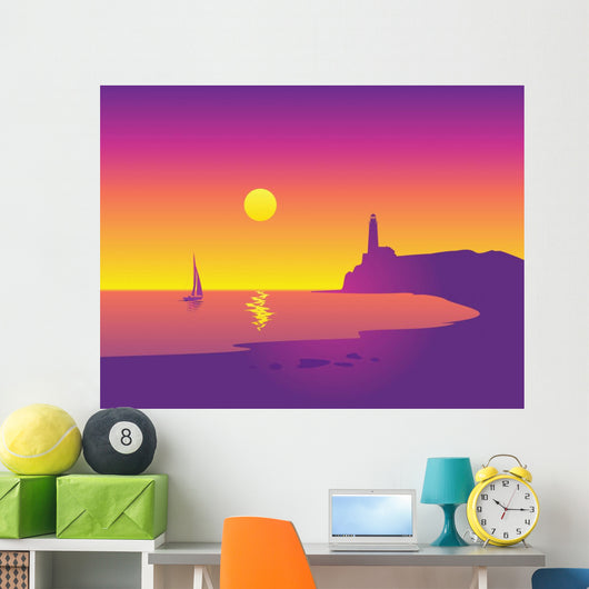 Beautiful Seascape with Lighthouse Wall Decal