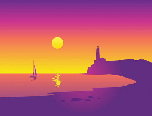 Beautiful Seascape with Lighthouse Wall Decal