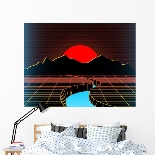 Vector Retro 80s Synth Wall Decal